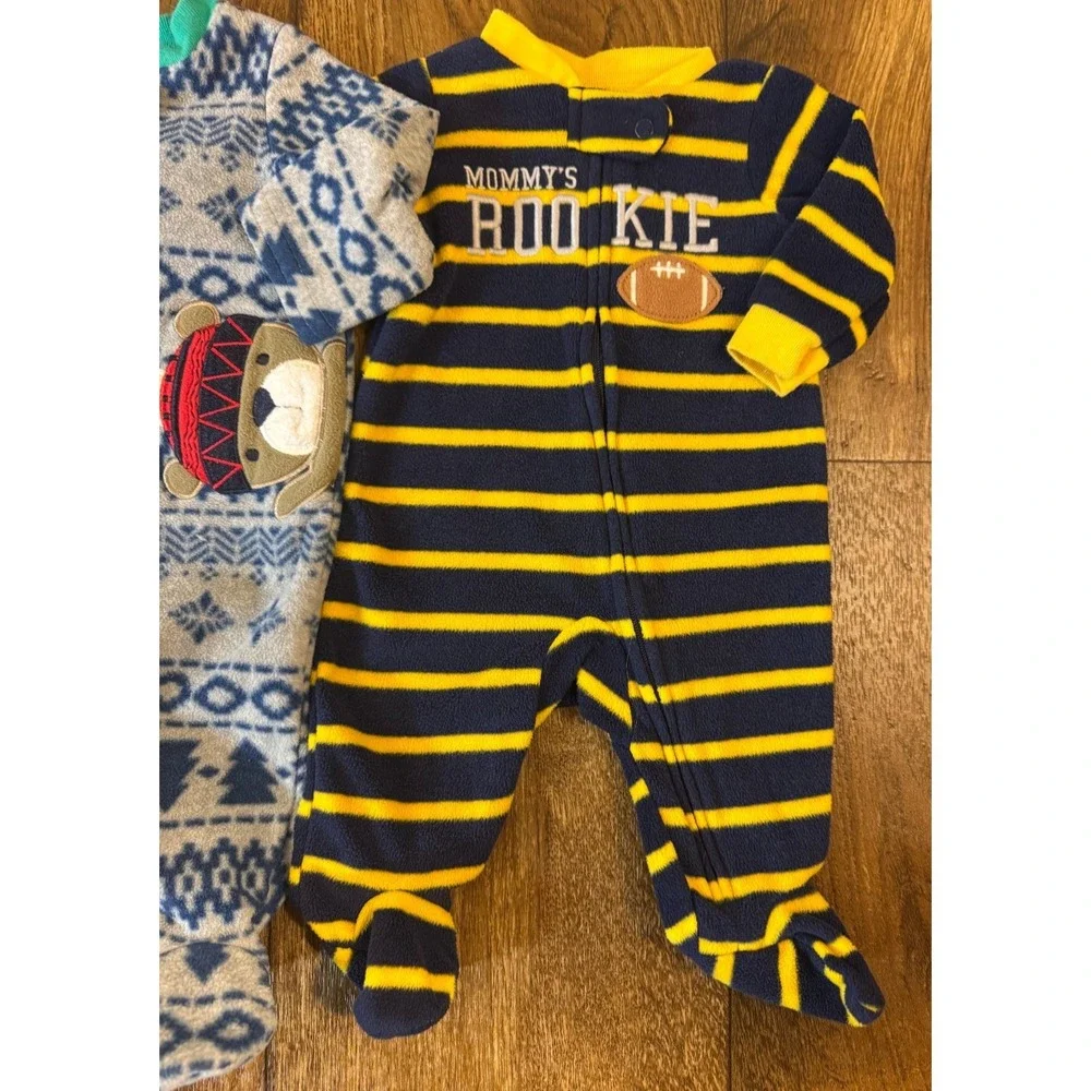 Baby‎ Boy Newborn Fleece Sleepers Clothes Lot Bundle Sleep N Play Outfits Mommy